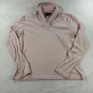 Lauren Ralph Lauren Women's Pink Long Sleeve Knit Shawl Collar Top Blouse S‎